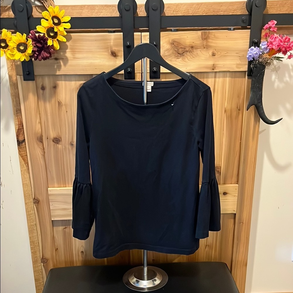 J. Crew Black Shirt with Bell Sleeves